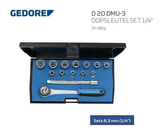 Gedore D 20 DMU-3 Dopsleutelset 6.3mm 14-dlg. | dkmtools