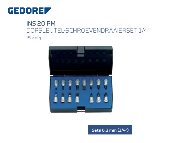 Gedore INS 20 PM Dopsleutel-schroevendraaierset | dkmtools