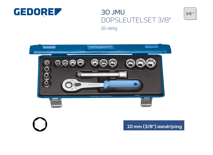 Gedore 30 JMU-10 Dopsleutelset 10mm | dkmtools