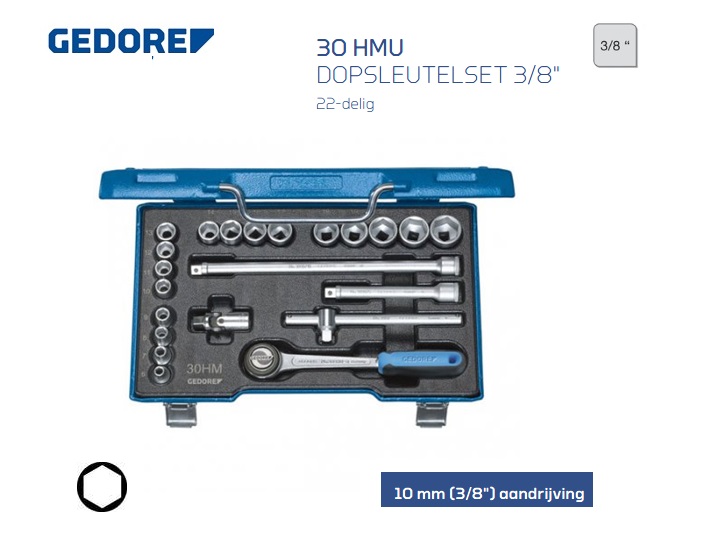 Gedore 30 HMU-3 Dopsleutelset 10mm | dkmtools