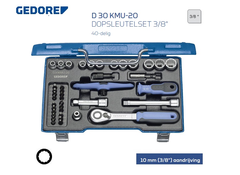 Gedore D 30 KMU-20 Dopsleutelset 10mm | dkmtools