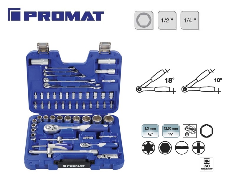 Promat Dopsleutelset 60 Delig 12,50mm | dkmtools