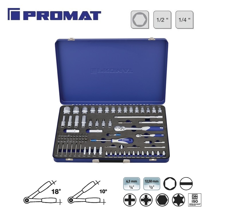 Promat Dopsleutelset 91 Delig 12,50mm | dkmtools