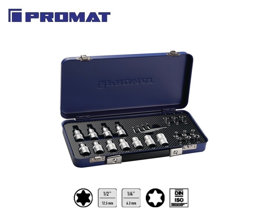 Promat Dopsleutelset 27 delig 1/4 + 1/2 | dkmtools