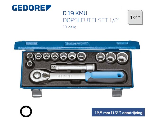 Gedore D 19 KMU-20 Dopsleutelset 13 delig 12,50mm | dkmtools