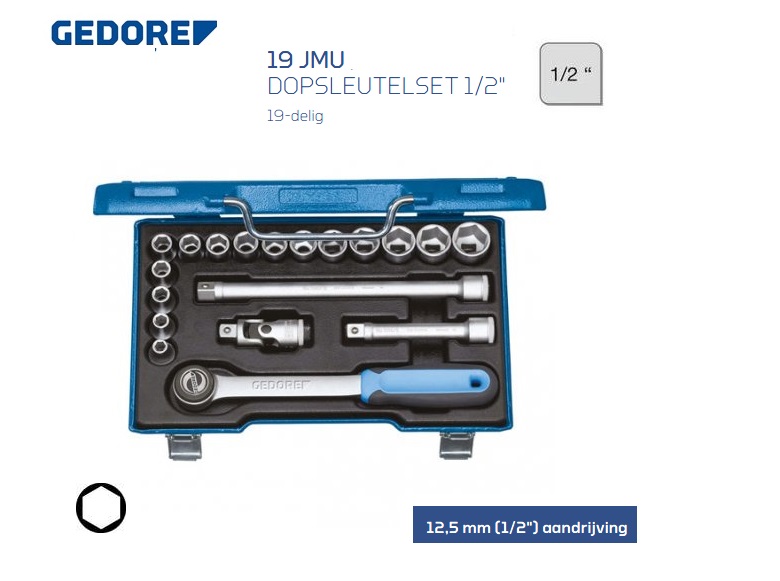 Gedore 19 JMU-3 Dopsleutelset 19 delig 12,50mm | DKMTools - DKM Tools