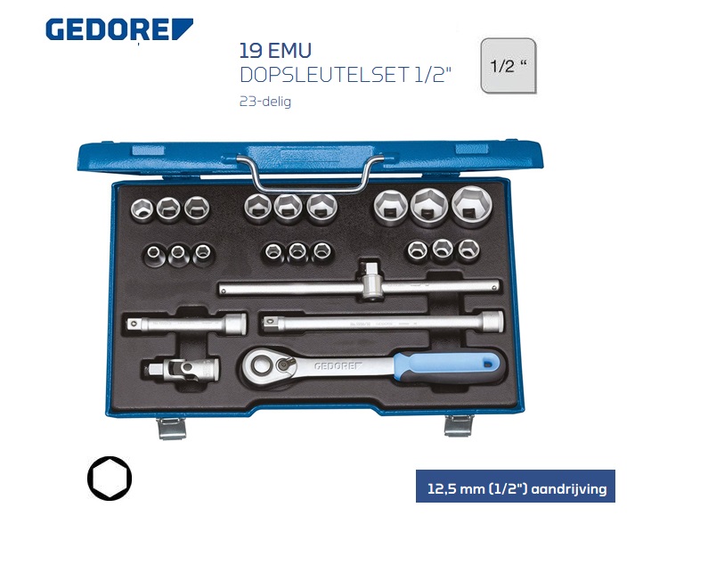 Gedore 19 EMU Dopsleutelset 23 delig 12,50mm | DKMTools - DKM Tools