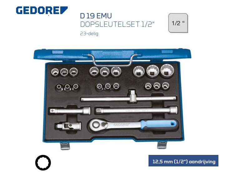 Gedore D 19 EMU Dopsleutelset 23 delig 12,50mm | DKMTools - DKM Tools