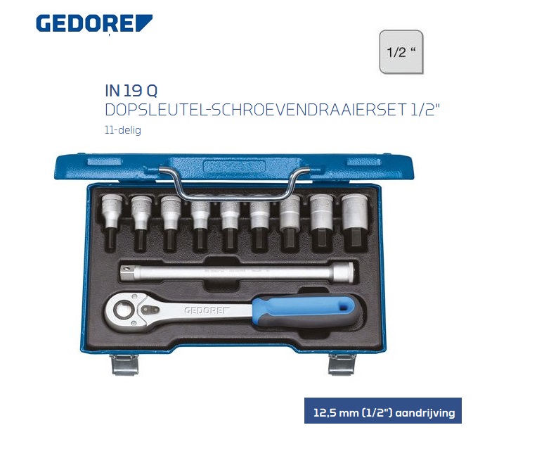 Gedore IN 19 Q Dopsleutel-schroevendraaierset 11 d | dkmtools