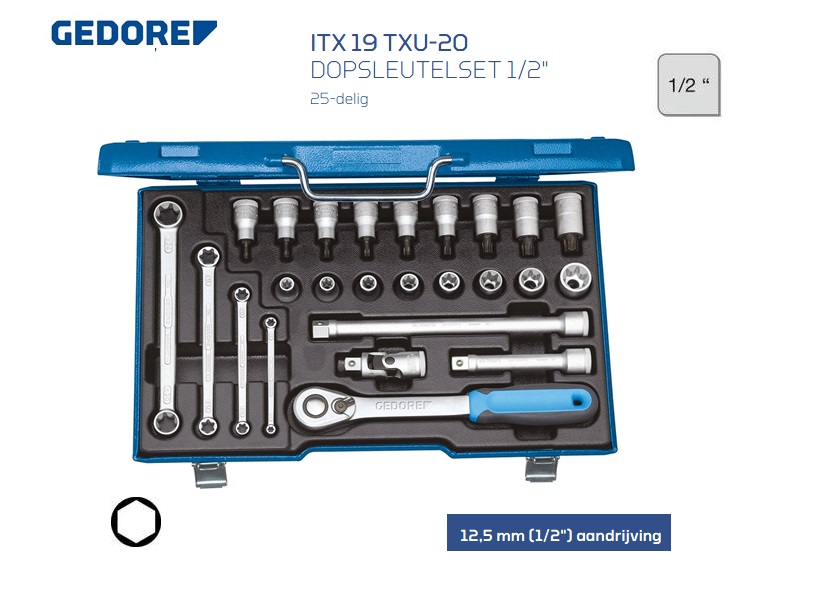 Gedore ITX 19 TXU-20 Dopsleutelset 25 delig | DKMTools - DKM Tools