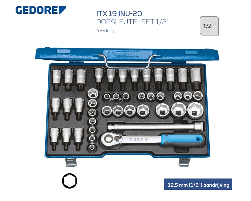 Gedore ITX 19 INU-20 Dopsleutelset 42 delig | DKMTools - DKM Tools