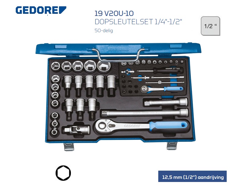 Gedore 19 V20U-10 Dopsleutelset 50 delig | dkmtools