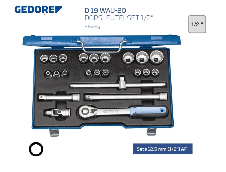 Gedore D 19 WAU-20 Dopsleutelset 31 delig | dkmtools