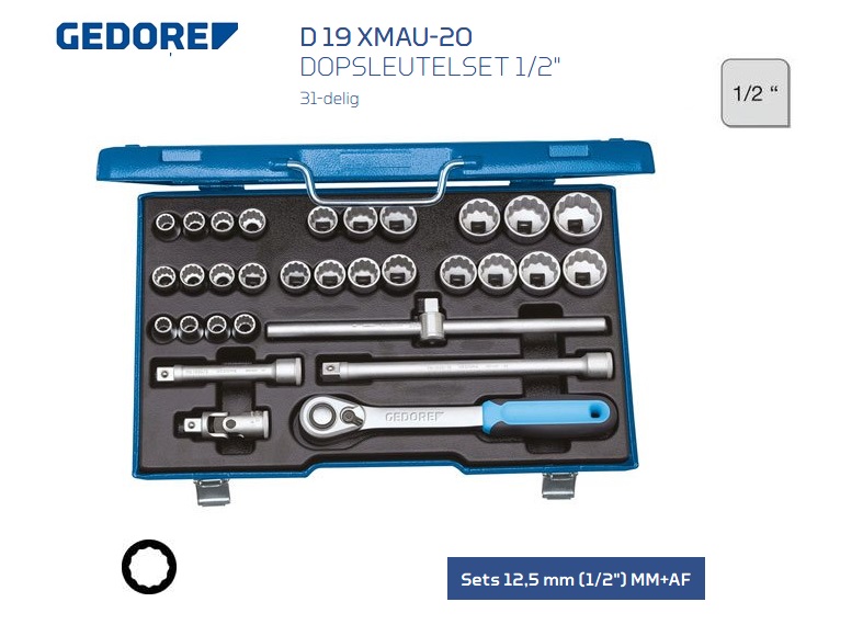 Gedore D 19 XMAU-20 Dopsleutelset 31 delig | dkmtools