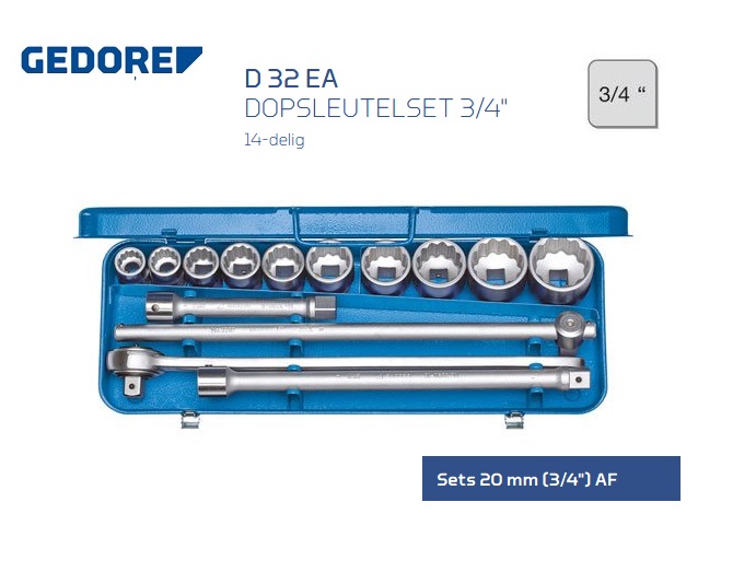 Gedore D 32 EA Dopsleutelset 14 delig 20,0 mm | DKMTools - DKM Tools