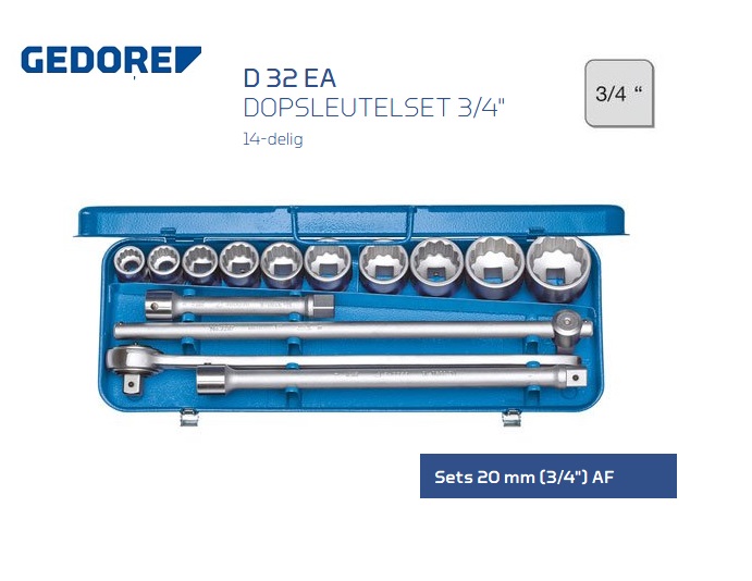 Gedore D 32 EA Dopsleutelset 14 delig 20,0 mm | dkmtools