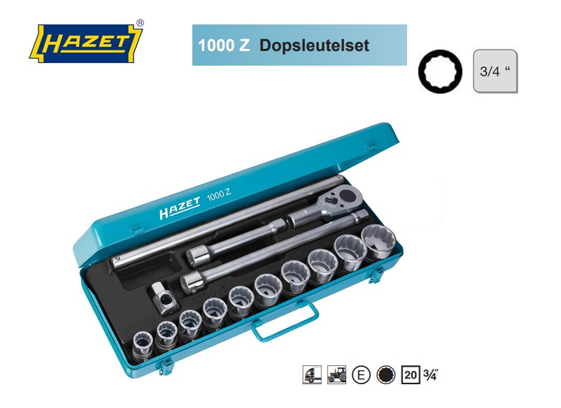 Hazet 1000Z Dopsleutelset 15 delig 20,0 mm | dkmtools