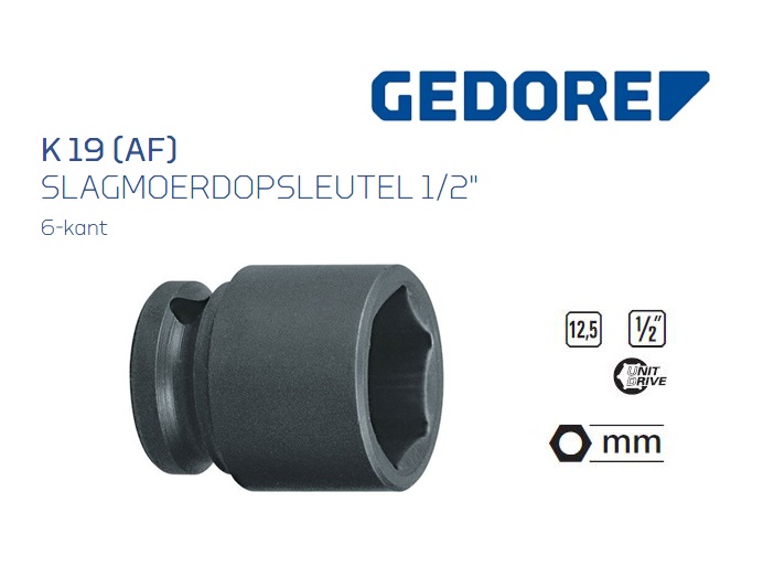 Gedore K 19 AF Slagmoerdopsleutel 12.5mm | dkmtools