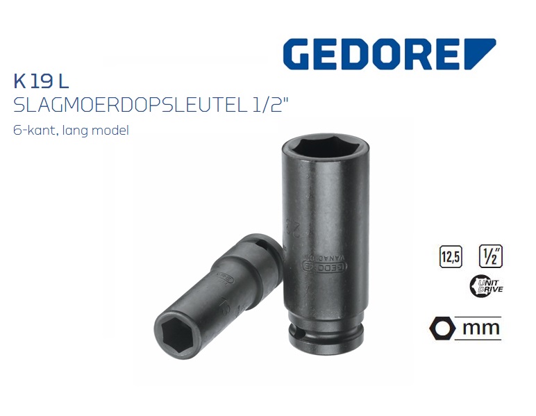 Gedore K 19 L Slagmoerdopsleutel 12.5mm lang | dkmtools