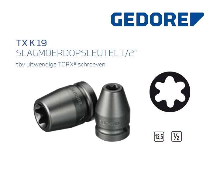 Gedore TX K 19 Slagmoerdopsleutel TORX E | dkmtools