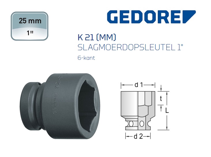 Gedore K 21 Slagmoerdopsleutel 6-kant | dkmtools