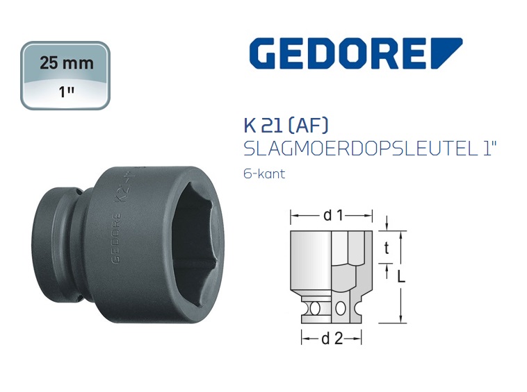 Gedore 21 AF Slagmoerdopsleutel 6-kant | dkmtools