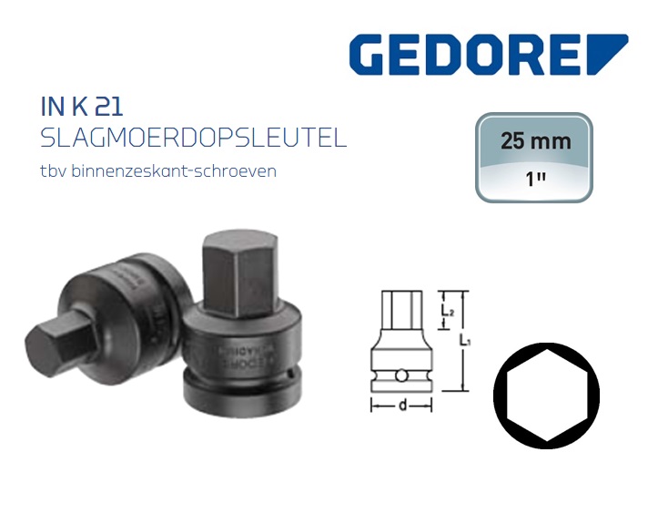 Gedore IN K 21 Slagmoerdopsleutel | dkmtools