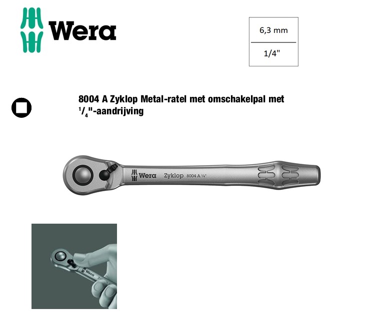 Wera 8004 A Zyklop Metal-ratel met omschakelpal | dkmtools
