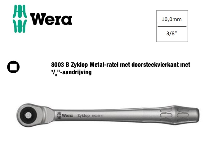 Wera 8003 B Zyklop Metal-ratel 10.0mm | dkmtools