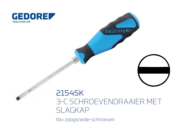 Gedore 2154SK.Sleufschroevendraaier met slagkap | dkmtools