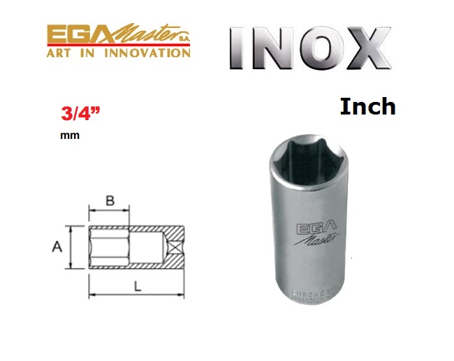 Roestvrijstalen Dopsleutel 19mm 6 kant lang Inch | dkmtools