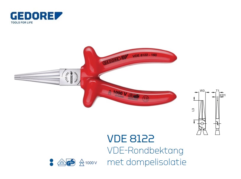 Gedore 8122-160 VDE rondbektang | DeKooij
