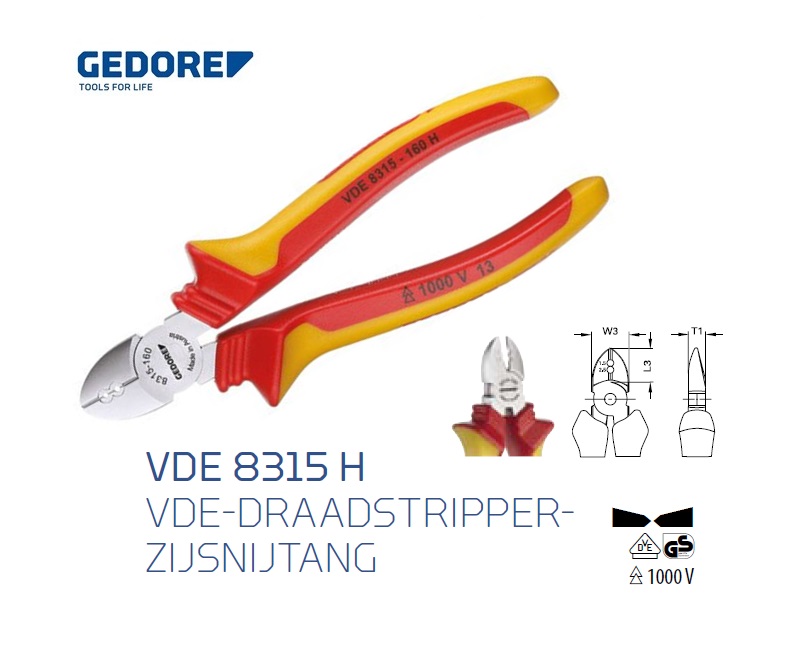 Gedore VDE 8315 H.Zijkniptang | dkmtools