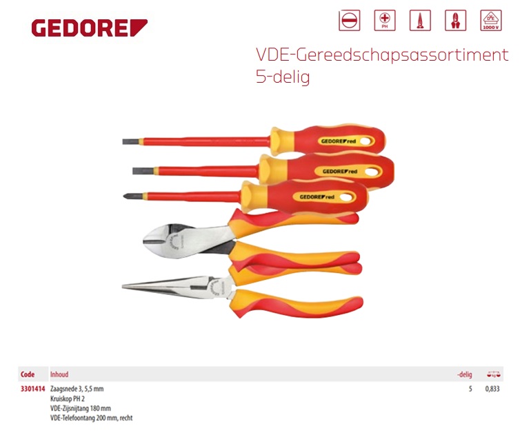 Gedore Red 5-delige VDE gereedschapset | dkmtools