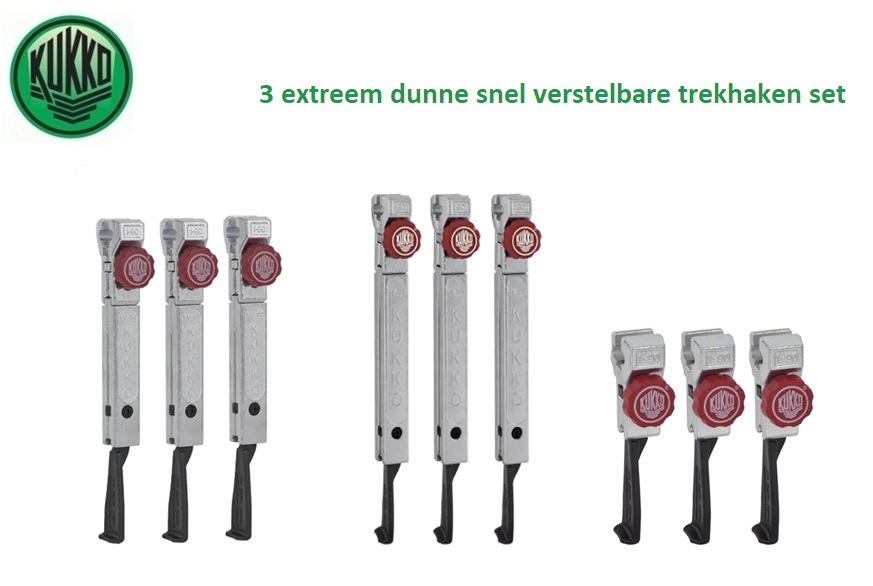 3 extreem dunne snel verstelbare trekhaken set | dkmtools