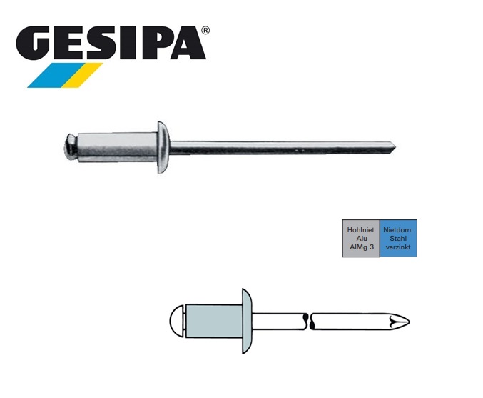 Blindklinknagels aluminium-staal platbol | dkmtools