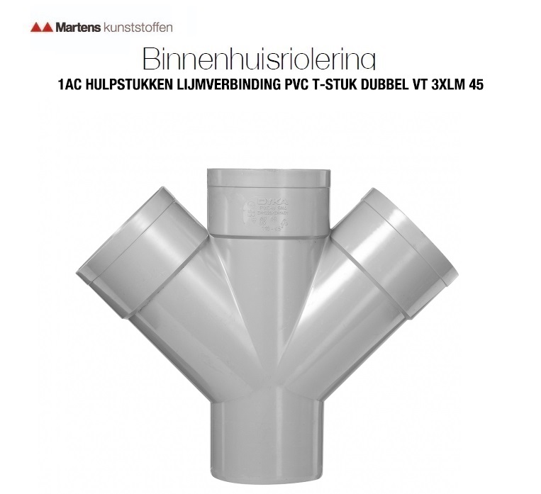 PVC T-stuk dubbel VT 45 3XLM 50 - 110 mm | dkmtools
