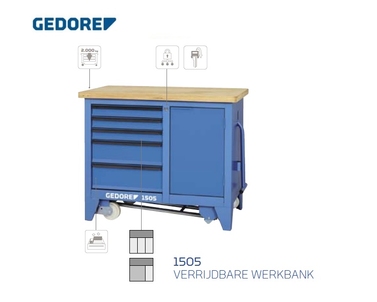 Gedore 1505.Verrijdbare werkbank | dkmtools