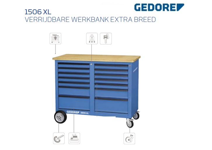 Gedore 1506 XL.Verrijdbare werkbank | dkmtools