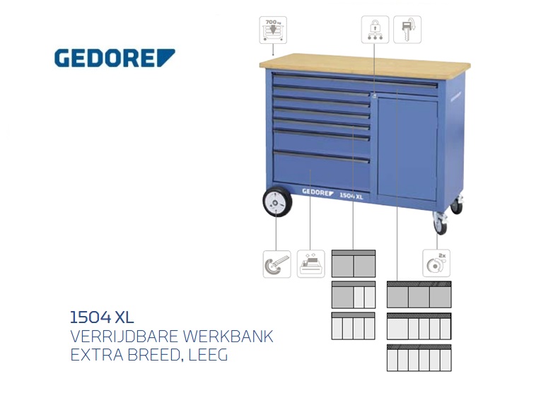 Gedore 1504 XL.Verrijdbare werkbank | dkmtools