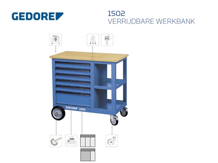 Gedore 1502.Verrijdbare werkbank | dkmtools