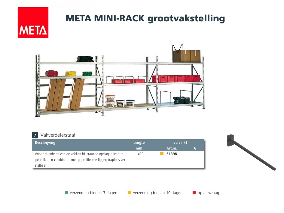 Meta Mini rack Vakverdelerstaaf | dkmtools