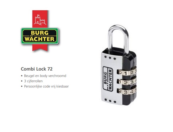 Cijferhangslot Combi Lock 72 25 SB | dkmtools