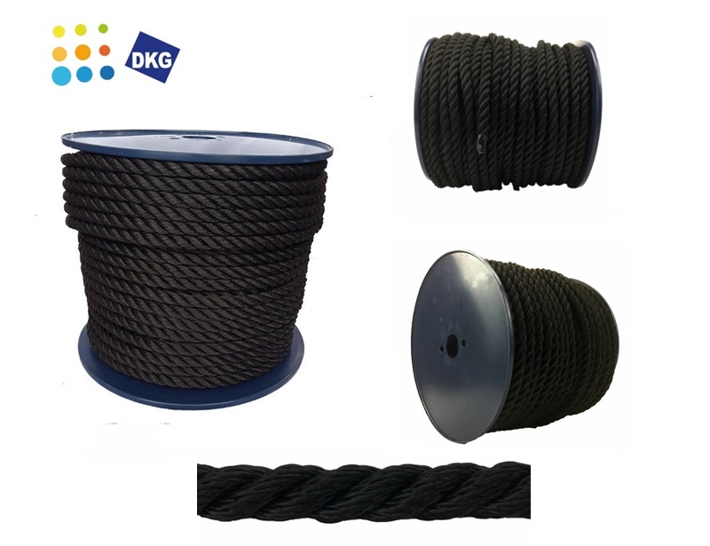 Geslagen multifilament touw zwart Nylon | dkmtools