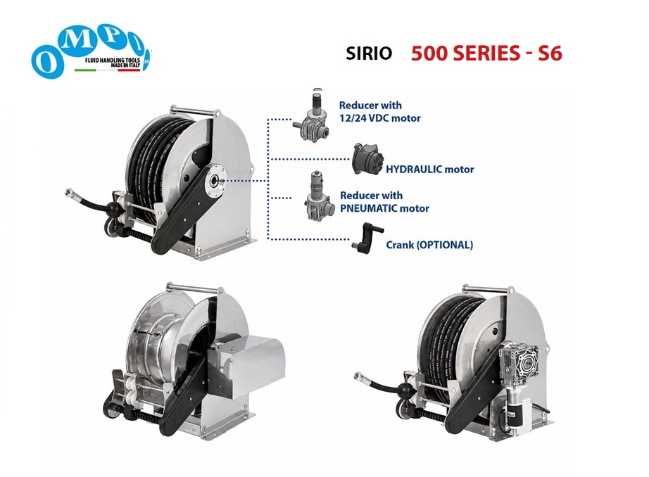 Hydraulisch aangedreven slanghaspel SIRIO S6 rvs | dkmtools